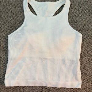 Lululemon White Ribbed Crop Tank Top